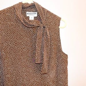 Boutique Brown/White Silk Sleeveless Blouse  - 10